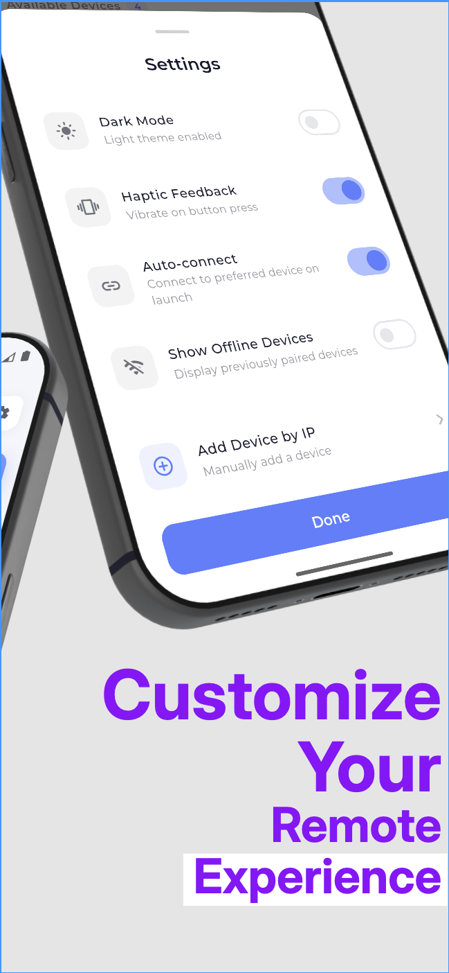 RemoteOne remote controls screen